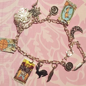 Tarot card charm bracelet, tarot jewelry, bracelet, wicca bracelet