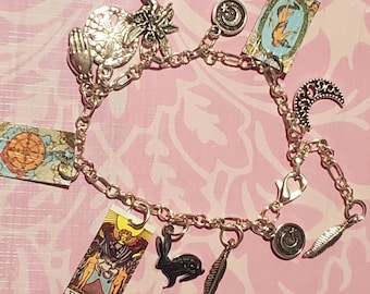 Tarot card charm bracelet, tarot jewelry, bracelet, wicca bracelet