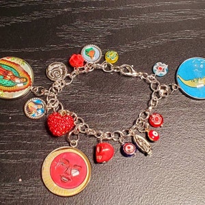 Lotteria bracelet,  lady of Guadalupe bracelet, Mexican jewelry