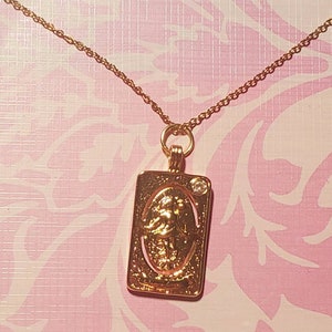 Gold tarot card necklace, tarot card necklace