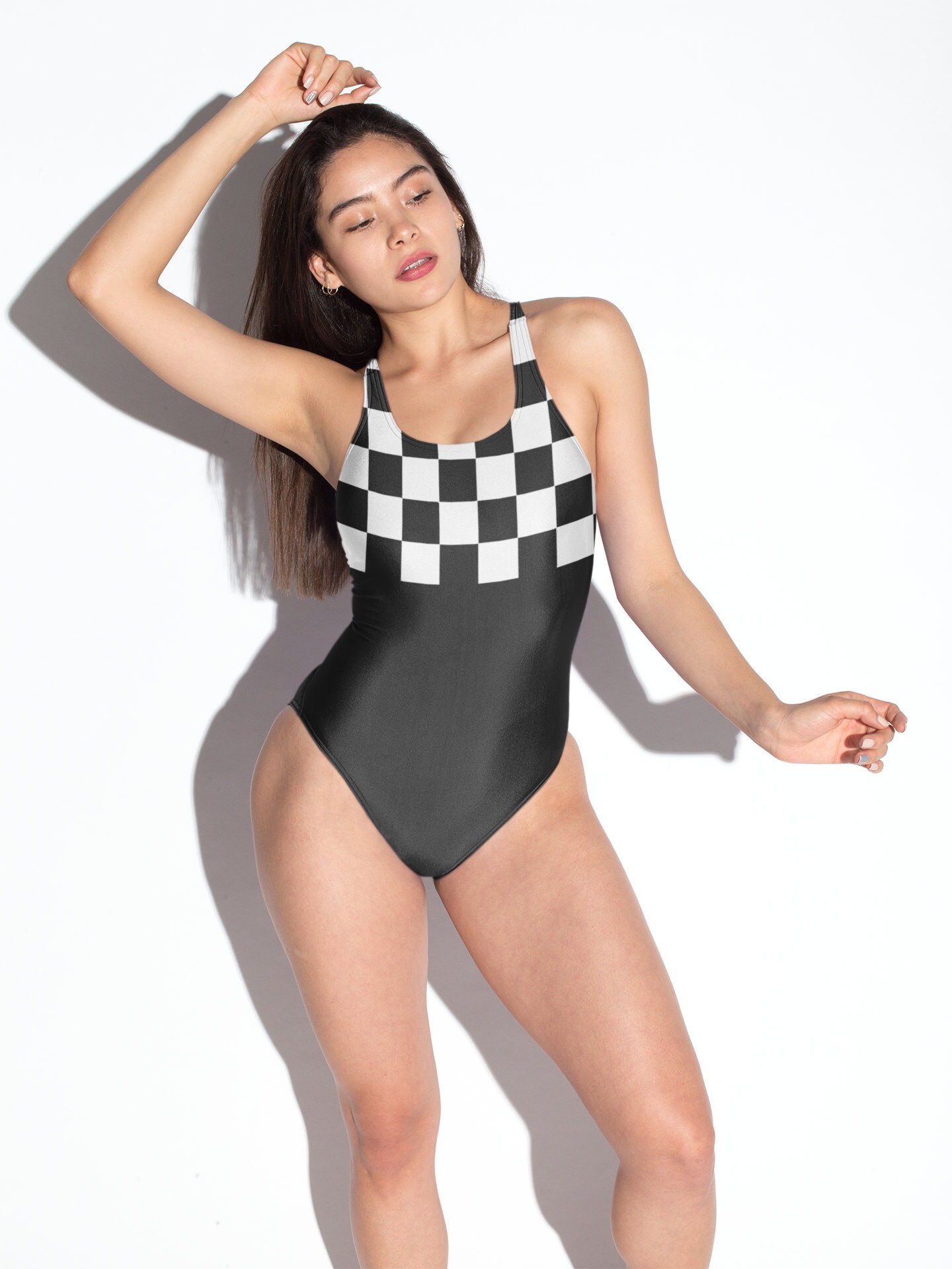 checkerboard bathing suit