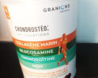 Integratore alimentare ricco di collagene marino e vitamine per la salute di articolazioni e ossa. Marchio francese.