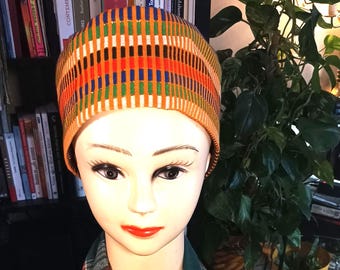 Cappello africano in puro cotone Kente per uomo e donna. Circonferenza della testa 57 cm.