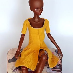 Smart Doll dress, Smartdoll clothes, BJD doll summer clothing, ochre outfit for 60 cm ball jointed dolls