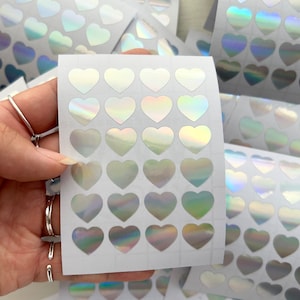 Mini stickers coeurs holographiques || Petits autocollants mignons de coeur d'or || Stickers petits coeurs || Feuille d'autocollants en vinyle || Bujo || Scrapbooking