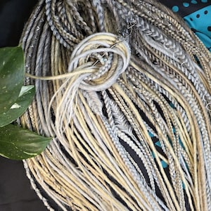 Natural Blonde Ombré Dreadlock Extensions: Silver Accents, Boho Braids
