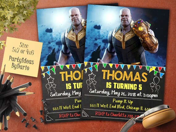Avengers Infinity War Thanos Birthday Invitation Thanos Etsy Avengers Infinity War Thanos Birthday Invitation Thanos Etsy