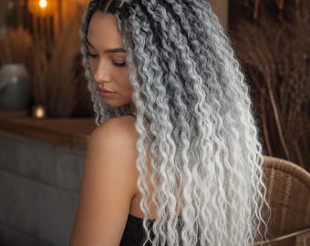 Gray ombre Wavy Dreadlocks Lightweight Boho Chic SE\DE set
