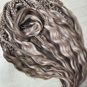 Mocha Sand Waves — DE/SE boho dreadlock extensions rose blonde taupe & brown mix