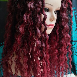 Wine Ombre Curly Synthetic Dreadlocks: Crochet Boho Hair Extensions