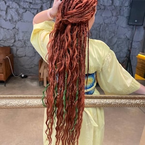 Bronze and green dreads mix – Boho Ginger cooper dreads and curls mix Synthetic Dreads DE/SE full set