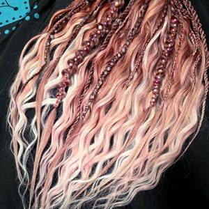 Boho Rose Quartz Waves Set — Handcrafted Curly Extensions