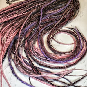 Pink and brown ombre pastel smooth thin feminine dreads DE/SE full or partial set