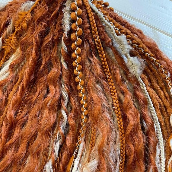Copper Curly Dreads With Braids: Boho Hair Extensions DE/SE  display picture 2
