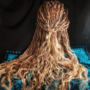 Ginger autumn fall brown dreads, gold curly wavy hair set DE/SE full or partial set