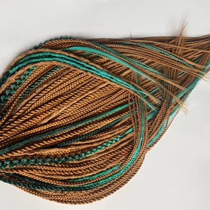 Natural cooper Boho Dreads & Braids Mix with Turquoise Accents natural tones DE/SE braid in dreads full of partial set synthetic extensions