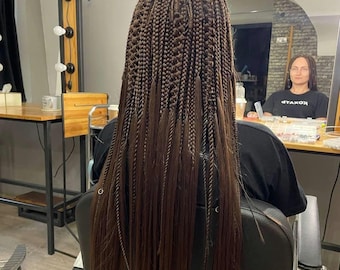 Brown Boho Braids DE Set: Long Braided synthetic Extensions