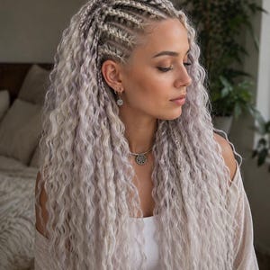 Ivory and Lavender Boho Dreadlock Set - braid in fairy core Synthetic Curls