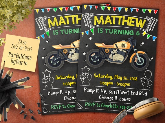 Invitation Danniversaire De Motard Invitation De Moto Etsy France