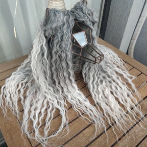 Silver & Ash Wavy Dreadlocks Lightweight Boho Chic braid in grey curls DE/SE full or partial set