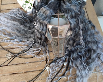 Gray ombre curly dreadlocks full set with braids