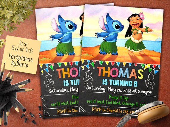Lilo And Stitch Invitation Lilo And Stitch Birthday Party Etsy