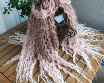 Pink Ombre Curly Dreadlocks: Blond & White Synthetic Crochet Hair Extensions