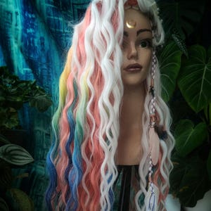 Unicorn Dream Dreads Hair Extensions: Soft Pastel Rainbow Curls