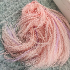 Pink curly extra volume hair dreadlocks extensions full set, purple wavy DE/SE curly dreads, custom number of braid in locks
