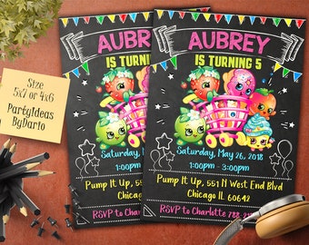 Shopkins Birthday Invitation, Shopkins Birthday Invitation, Shopkins Party Printables, Shopkins invitation. Shopkins chalkboard Invitation