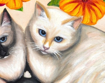 Custom Cat portrait original pet oil painting custom animal portrait commission original canvas wall art gift for animal lovers pet owners