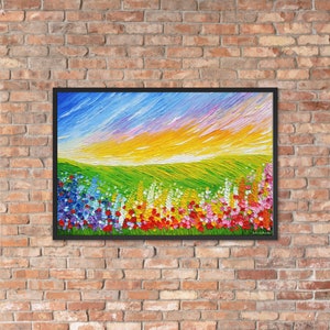Original Painting Field of Flowers Colorful Canvas Wall Art - Etsy