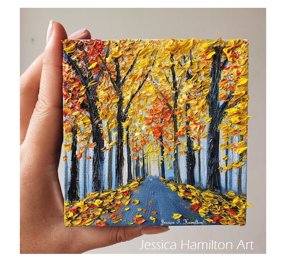 4x4 Mini Canvas Acrylic Painting Orange Fall Sunset // Room Decor // Gift  Ideas -  Finland