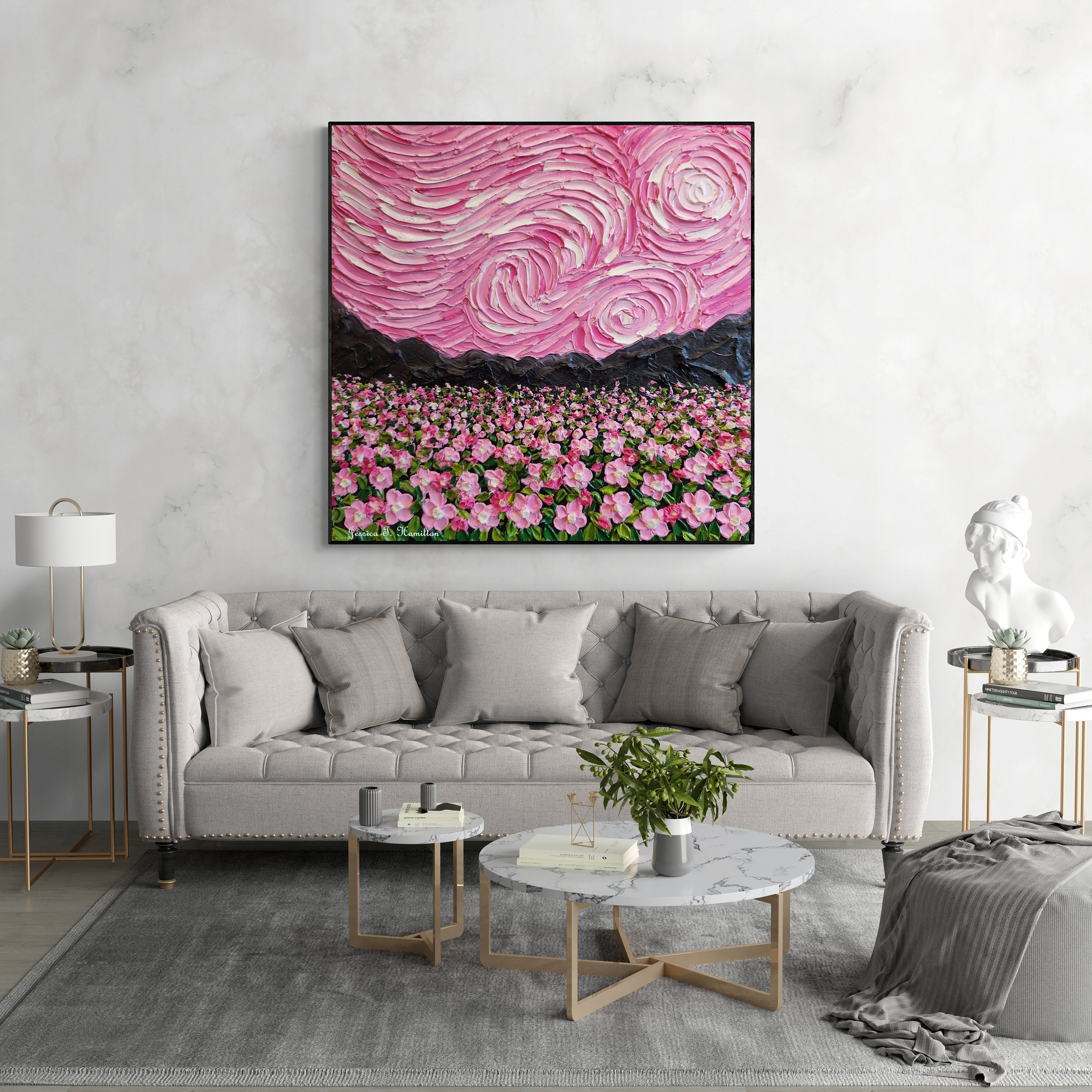 油絵 絵画【星空の花畑】 油絵 絵画【星空の花畑】 星空の花畑