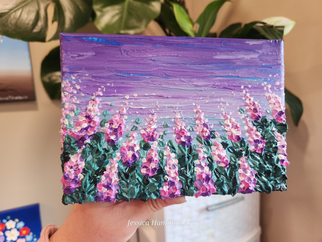 Lavender Flower Painting: 3D Acrylic Impasto Floral Art - Etsy
