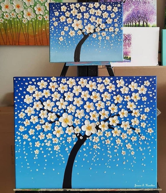 3D Flower Oil Painting On Canvasoriginal White Cherry Flower - Etsy Finland