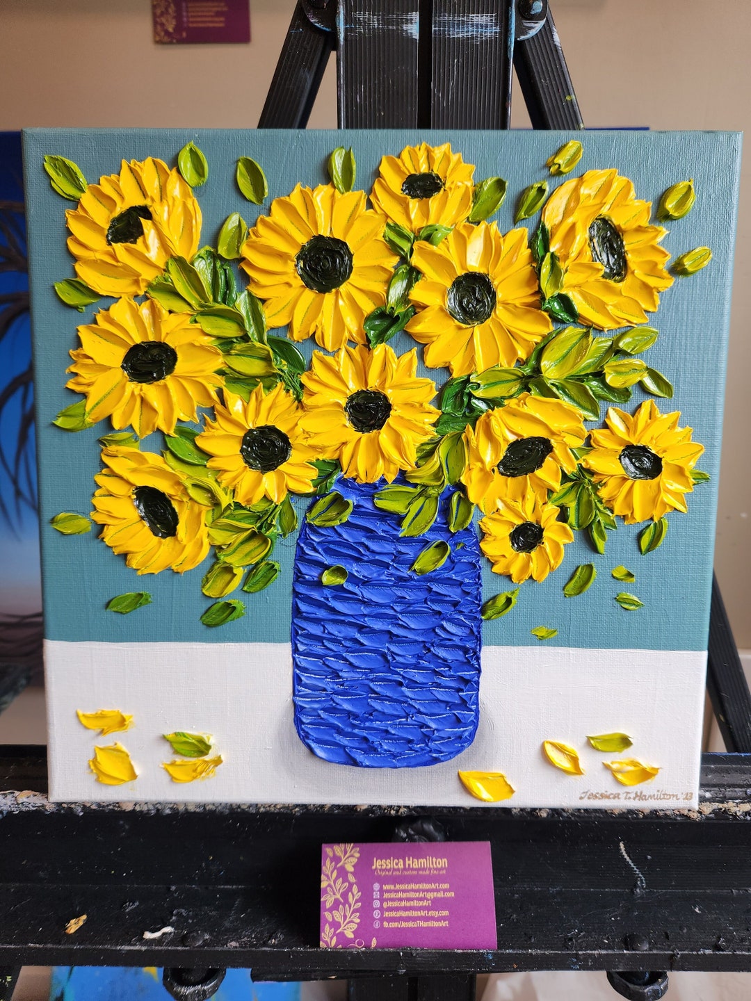 Textured Sunflower Oil Painting: Impasto Floral Wall Art - Etsy