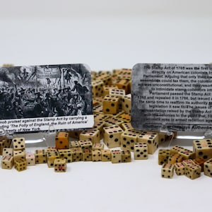 1765 Stamp Act Würfel British Crown Tax Mark mit Informationskarte und Echtheitszertifikat