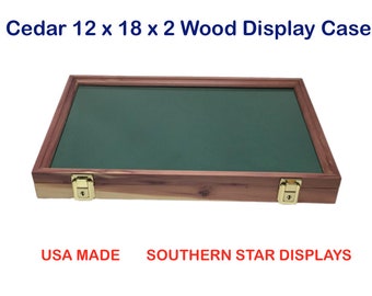 Cedar Wood Display Case 12 x 18 x 2 for Arrowheads Knives Collectibles Coins