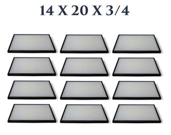 May include: Twelve rectangular panels with black frames are arranged in three rows of four. The panels are 14 x 20 x 3/4 inches. The text "-12 PACK-" and "PROUDLY MADE IN U.S.A." are displayed.