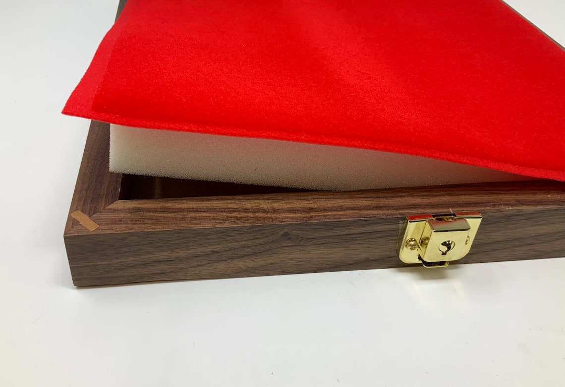 thumbnail image 2 of Southern Star Displays Walnut Wood Display Case 12x12x2 - USA Made For Arrowheads, Knives 2 of 5