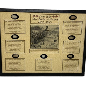 Artifact and Relic Collection from Major Civil War Battles in Display Case 12 x 16&quot; with COA