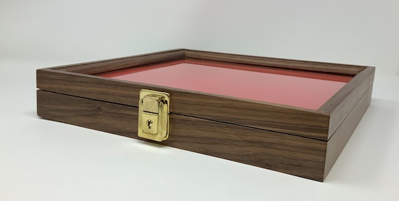 Walnut Wood Display Case 12 x 18 x 3 for Arrowheads Knifes