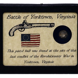 Authentic Revolutionary War Ball from Yorktown, Virginia with Display Case 3 x 4" and COA