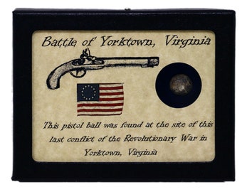 Authentic Revolutionary War Ball from Yorktown, Virginia with Display Case 3 x 4" and COA