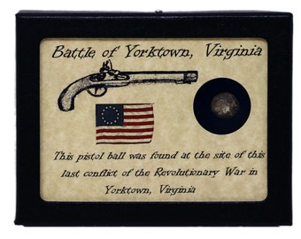 Authentic Revolutionary War Ball from Yorktown, Virginia with Display Case 3 x 4&quot; and COA