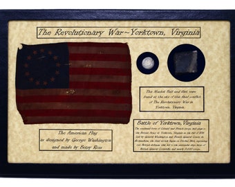 Authentic Revolutionary War Relic & Flint with 8 x 12&quot; Glass Topped Display Case and COA
