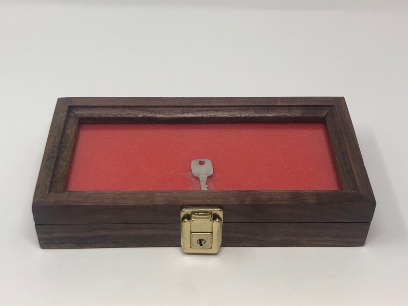 Walnut Wood Display Case 5 x 10 x 2 for Arrowheads Knives Coins /& More