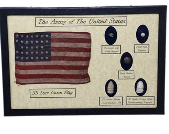 The Army of The United States Civil War Relics, Button Display Case Set 8 x 12" with COA