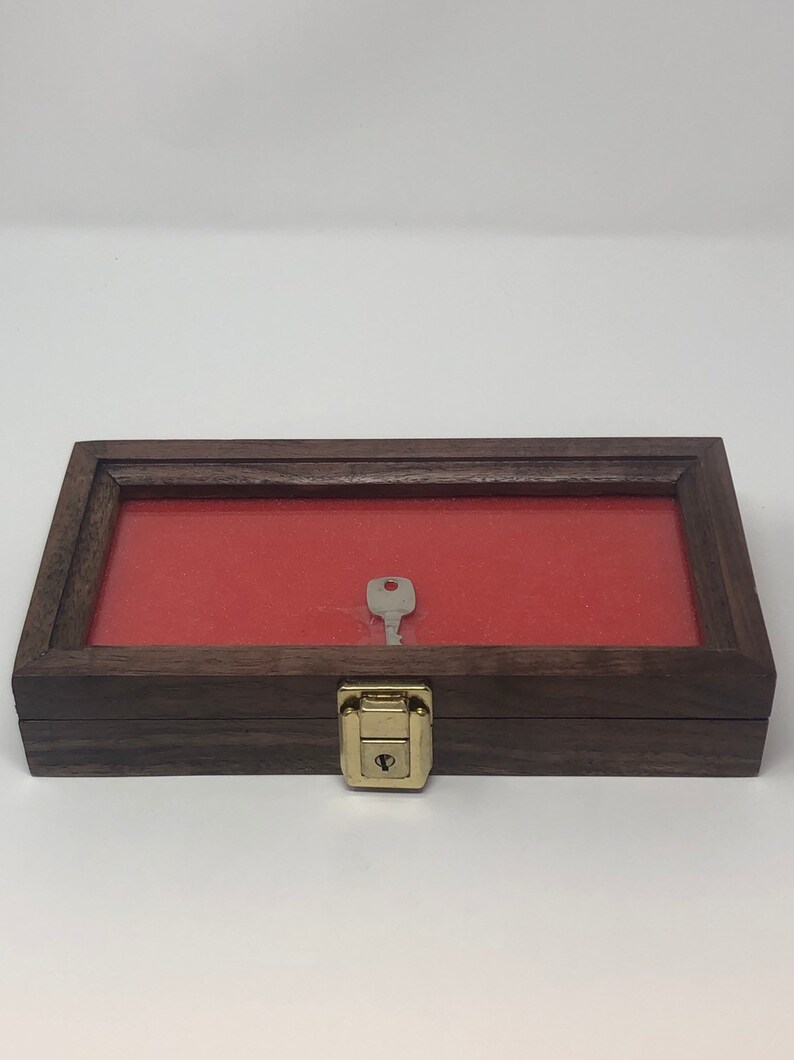 Walnut Wood Display Case 5 x 10 x 2 for Arrowheads Knives Coins /& More